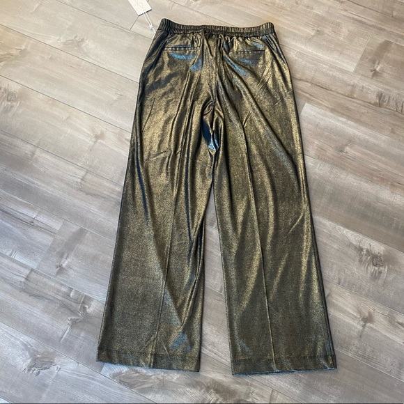 Joie Brushed Metallic Gold Wide Leg Soft Pants Work Career Evening Size 14 - Picture 3 of 9